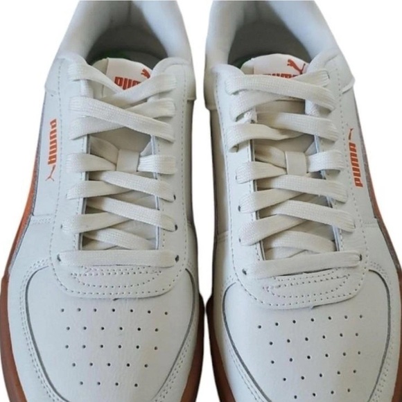 Puma Men's White and Orange Sneakers with Brown Sole 9.5 men’s - Picture 3 of 6